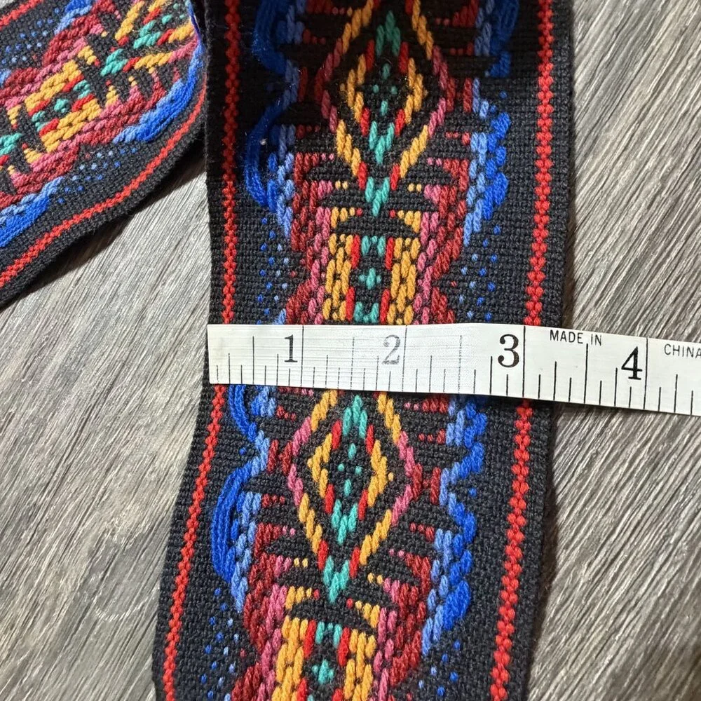 Multicolor Woven Bag Nepal Fish Motif PomPom Bohemian Grunge Festival 90s VTG